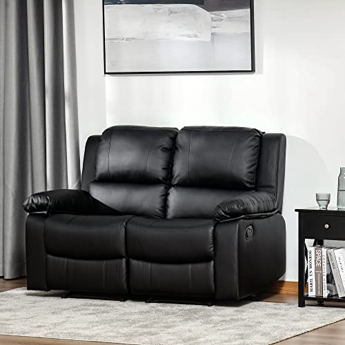 Homcom Doppelsofa Relaxliege Relaxsessel Verstellbare Ruckenlehnen Holzfusse Pu Schwarz 95 X 141 5 X 94 5 Cm Rollhocker Net